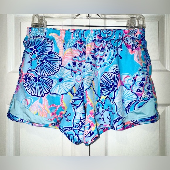 LILLY PULITZER BALI BLUE ONCE UPON A TIDE OCEAN TRAIL LUX SHORTS SIZE Small VGUC - Picture 2 of 15